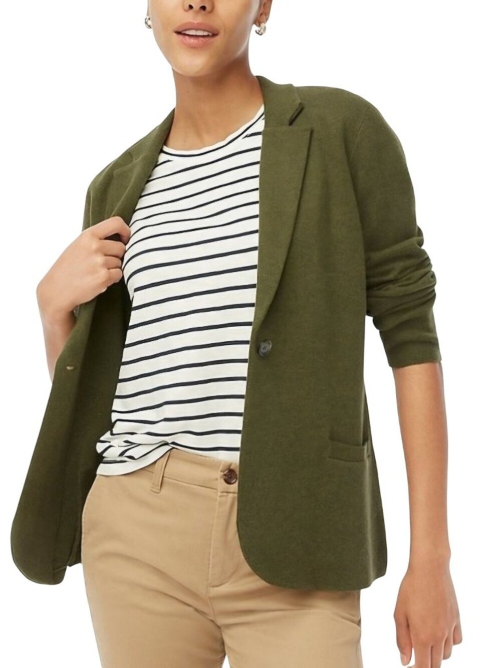 J.Crew Schoolboy Sweater Blazer Loden Olive Green Sustainable Cotton 2023 Size S